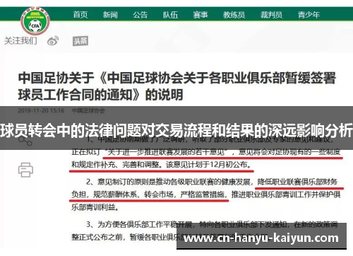 球员转会中的法律问题对交易流程和结果的深远影响分析